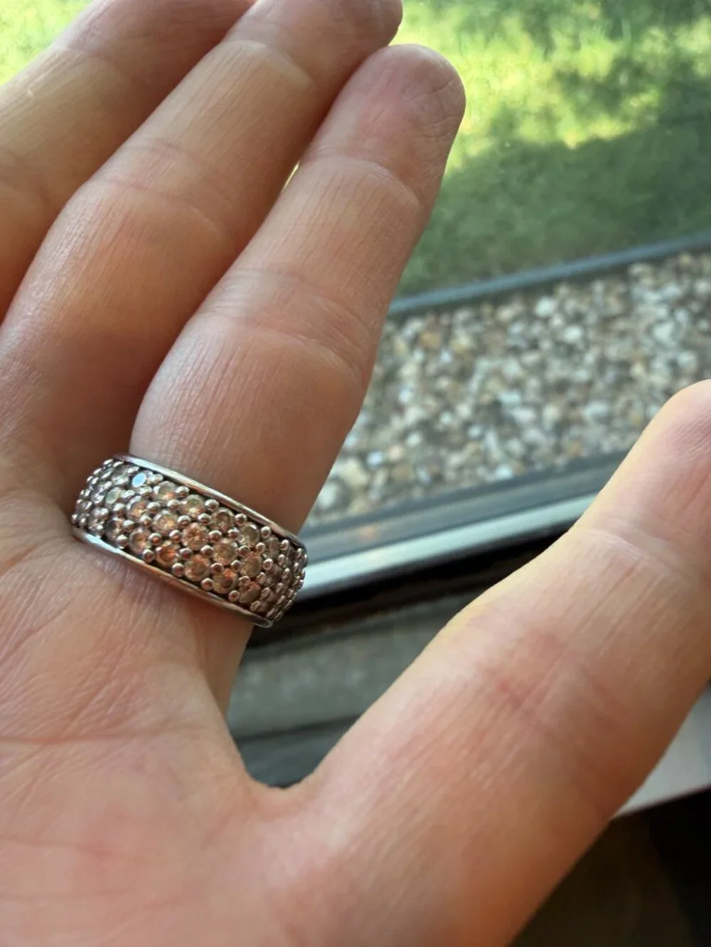 Vintage Diamonique Sterling Silver 925 Pave CZ Eternity Band - Size 5